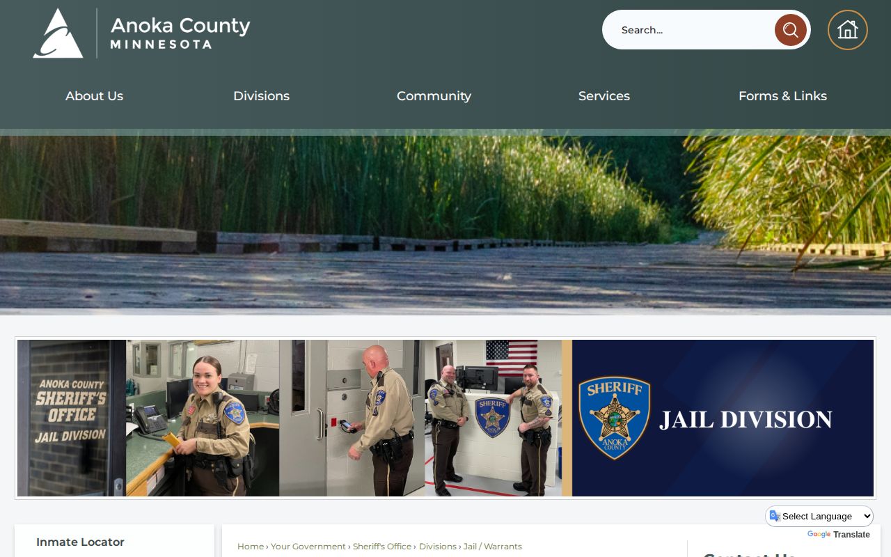 Anoka County Jail release locator and facility description